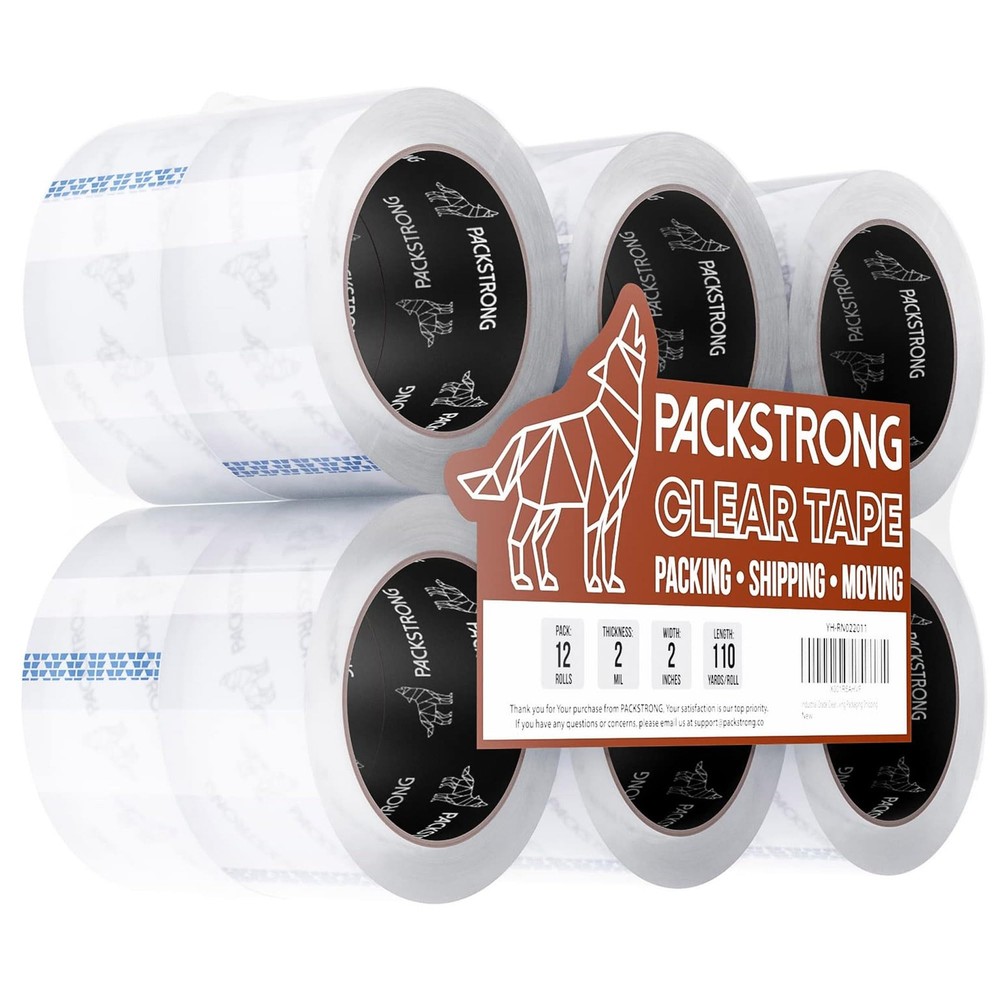 Industrial Grade Clear Packing Tape 12Rolls 110 Yards per Roll – 2″ Wide x 2 mil