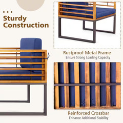 3-Pieces Acacia Wood Outdoor Bistro Patio Conversation Set Table and Chair with