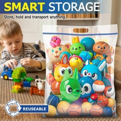 15 Gallon Large Storage Bags, 3.5 Mil Thick Clear Plastic Zipper Bags with Ha…