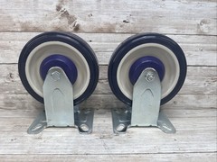 HUBERT Caster Blue Polyurethane Top Plate 2 Swivel &2 Fixed 5″ Wheel 50880 Set-4