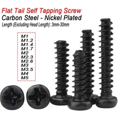 M1-M5 Round Head Screws Black Zinc Flat Tail Self Tapping Phillips Pan Screw