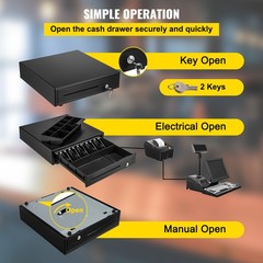 VEVOR Cash Drawer 16″ Cash Register POS System 5 Bill 8 Coin 3 Unlocking Ways