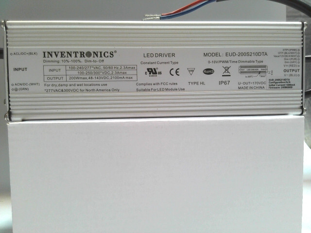 INVENTRONICS EUD-200S210DTA 48-143V, [0-10V, PWM], IP67 LED Driver DIMM. 1/PACK