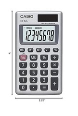Casio HS8VA Standard Function Pocket Size Basic 8 Digit Calculator Pack of 2