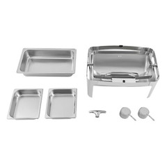 9.54QT Stainless Steel Chafer Buffet Chafing Dish Roll Top Food Warmer Rectangle