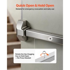 Uimoso Push Bar Panic Exit Device for Doors, 28″ Vertical Top Rod