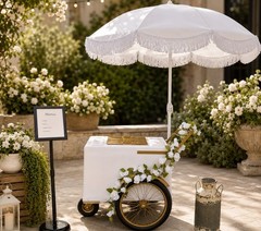 White Popsicle Cart Gold Trim | Paleta Cart | Ice Cream Cart | Catering Cart