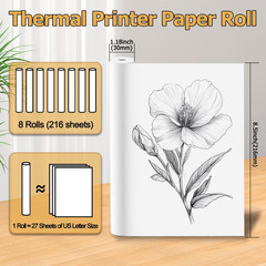 8 Rolls Thermal Paper 8.5’’ X 11’’ White for Thermal Printer, Rolls for A285M/ P