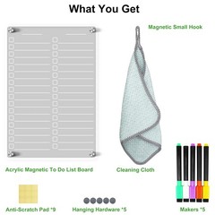 Acrylic Magnetic Dry Erase Board for Fridge, 12″X8″ Clear Magnetic to Do List…