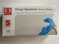 ( LOT OF 2 ) Basic Vinyl Synmax Exam Gloves ( 100 gloves each ) SMALL BMPF3001