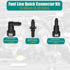 2 Sets Fuel Line Quick Connect, Push-On Release Hose Connectors Straight & Elbow
