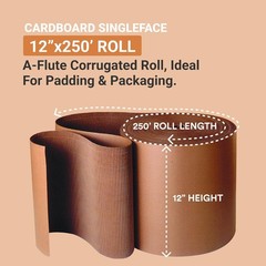 AVIDITI Shipping Corrugated Roll Kraft, 12 x 250′, 1-Pack | Corrugated Cardboard
