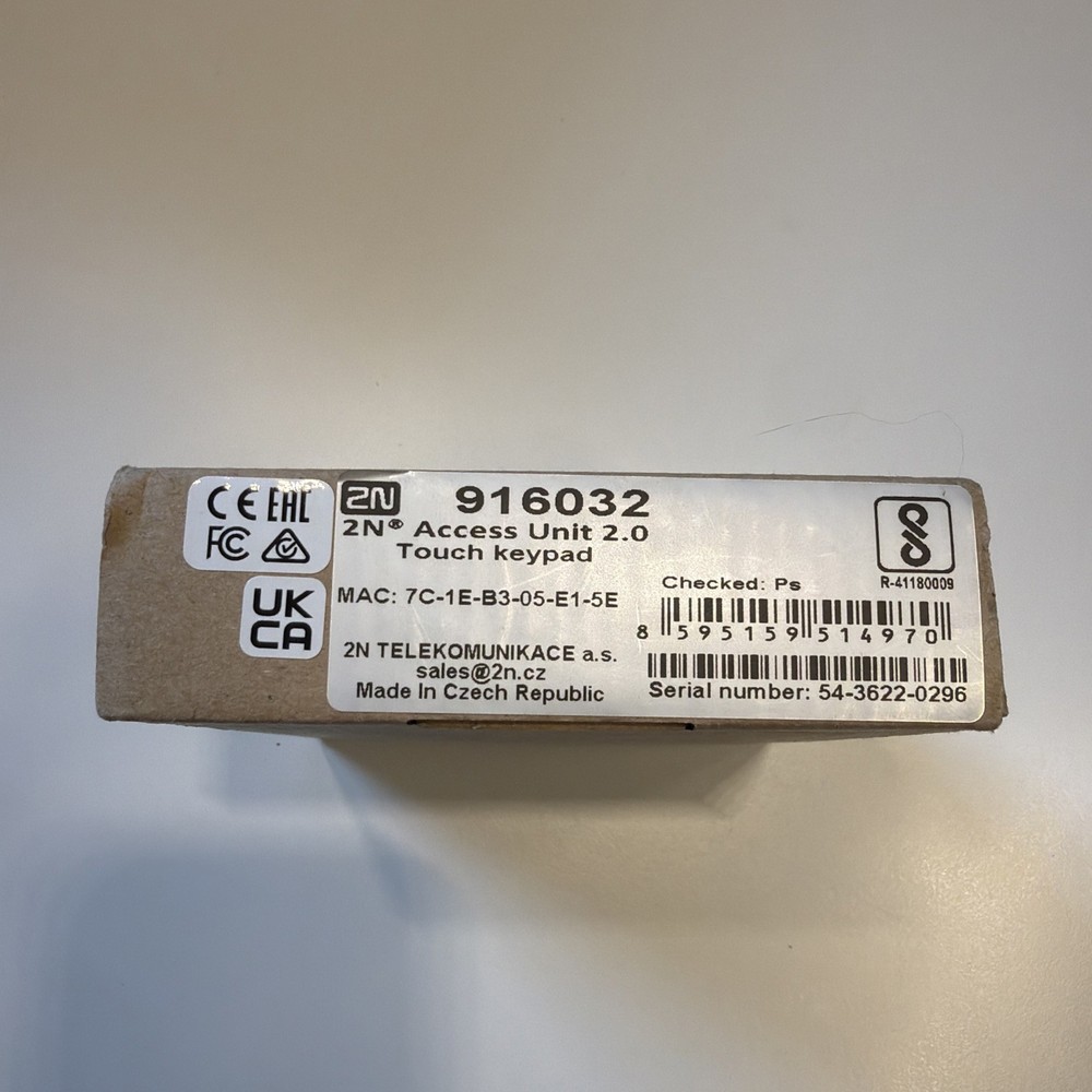 2N Access Unit 2.0 Touch Keypad 916032 IP Access Control IP54 IK08