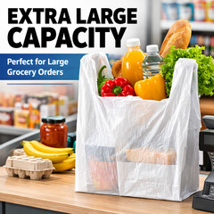 Bags Multi Purpose 17″ x 8″ X 29″ Plastic White Jumbo T-Shirt Shopping Grocery
