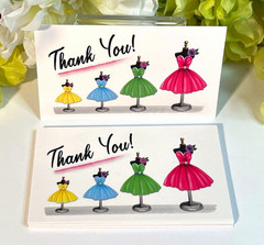 Thank You Business Cards, Ladies’ Fashion Dress Forms, Pink Dress, 100 pcs