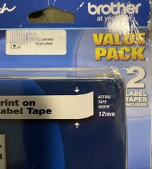 Brother Genuine P-Touch TZe-231 2 Pack Tape (TZE2312PK) Black On White New