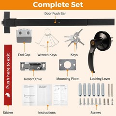 BEAMNOVA 32 Inch Black 2-in-1 Commercial Door Push Bar Panic Exit Device