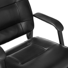 Sleek Faux Leather Office Chair with Solid Back & Armrests – Perfect for Guests