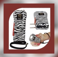 911 POLICE 75 MV Rechargeable LED Stun Gun Holster ZEBRA Walker Jogger Safety