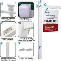 All-In-One Realtor Sign Post: 6ft Vinyl PVC with Steel Power Stake for Stability