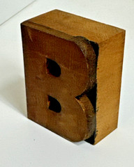 Vintage Letterpress WOOD LETTER B “B” PRINT TYPE Printing 2″