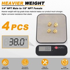 4pcs Heavy Duty 1/4 NPT Male Thread to 1/8 NPT Female Thread Brass Reducer