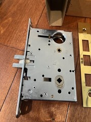VTG NOS Russwin Elmhart 5048 Mortise door lock/cylinder/keys LH US3 mid century