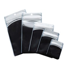 Clear Black Resealable Zip Poly Plastic Bag Pouch Hang Hole Option