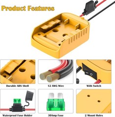 20V Battery Adapter Conversion Kit for Ride-On Toys with Switch Fuse 12AWG DIY