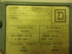 Square D GFW-1 Pressure Switch 500.0 PSIG *FREE SHIPPING*