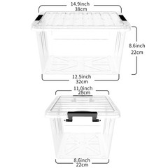 Cetomo Lidded Storage Bin, Stackable Storage Box with Lid and Snap Lock, Clea…