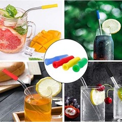20 Pcs Colorful Silicone Straw Tips, Reusable Teeth 6 Millimeters, Multicolor