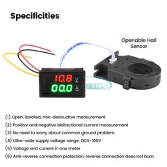 DC0-300V 50/100/200/400A Isolated Current Voltage Meter Hall Ammeter Voltmeter