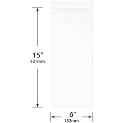 Plymor 6″ x 15″, 2 Mil Zipper Reclosable Plastic Bags