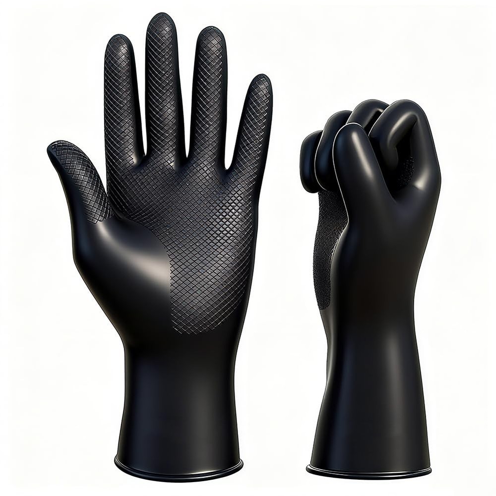 2Pcs Hair Dye Gloves, Black Reusable Rubber Gloves, Professional Hair Colorin…