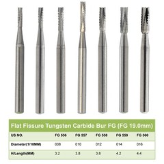 Wave Dental Carbide Burs High Speed FG 556 557 557L 558 Straight Fissure 1.6mm