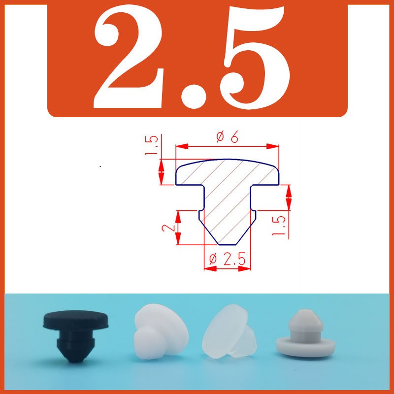 2-60mm Hole Plug Silicone Rubber T-Insert Bung Blanking Seal Cap Pipe Tube Grey