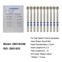 Dental Zirconia Cutting Diamond Bur FG Round End Taper Football Fine Medium Z856