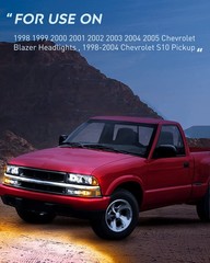 Black Housing Headlights for 1998-2005 Chevy Blazer S10 Pickup Plug and Play
