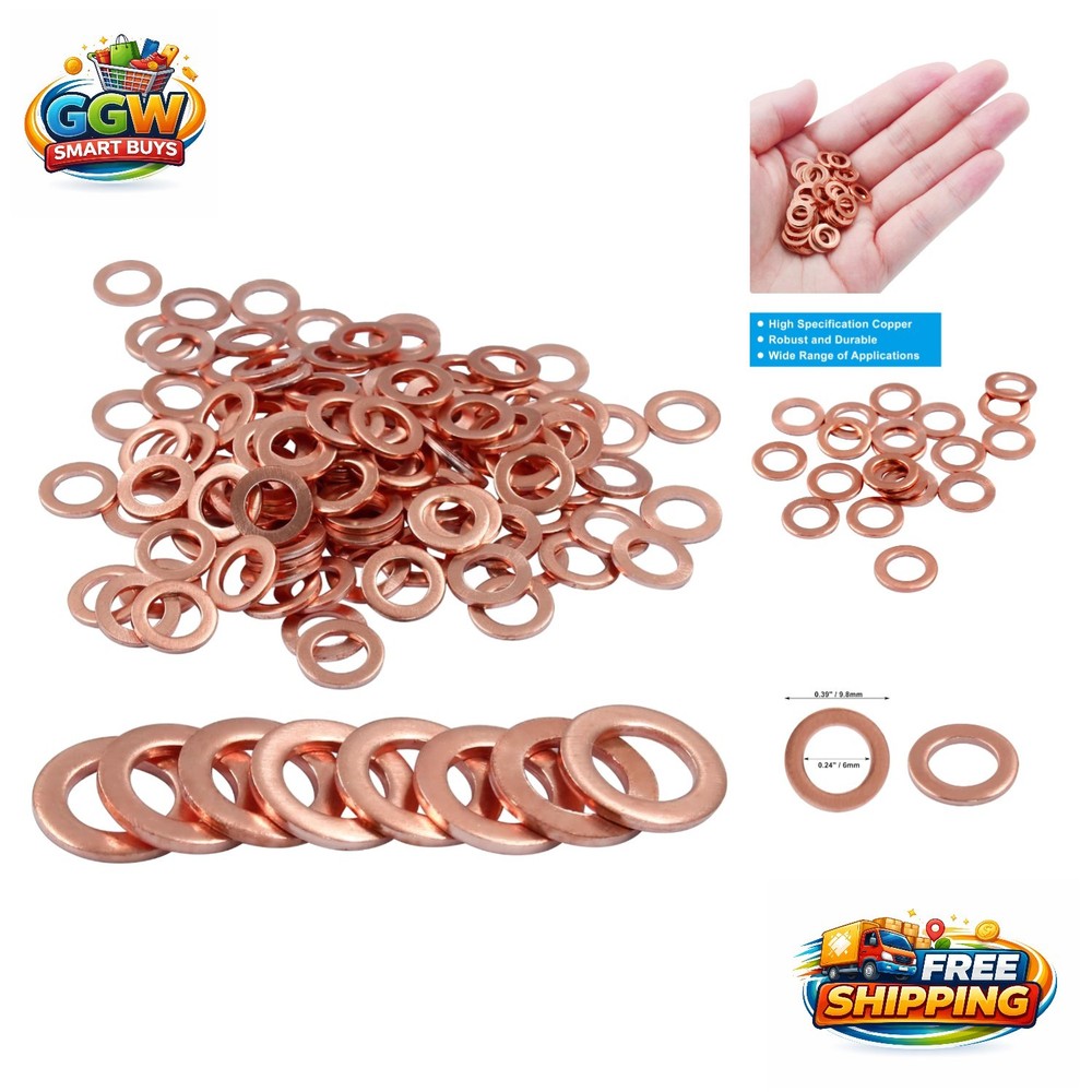 120Pcs M6 Copper Flat Washers – Superior Sealing Solution for Professionals