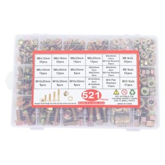 521 x Flange Bolts Assortment Kit M10 M8 M6 8.8 Grade Alloy Steel for Industrial