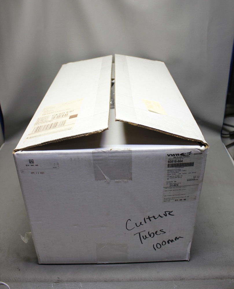 NEW CASE OF 1000 VWR CULTURE TUBES W/ CLOSURES 14 ML 60818-664