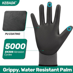 W1 Touchscreen Safety Gloves for Men & Women – 12 Pairs, Gray, Large