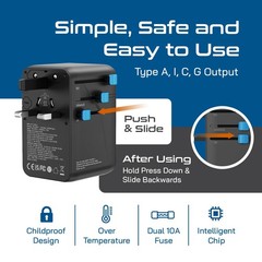 6 in 1 International Power Adapter with PD 140W USB-, 1x USB-A, 3X , Universa…