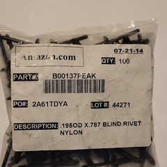Nylon 6/6 Blind Rivet 0.195″ OD, 0.787″ Length (Pack of 100)
