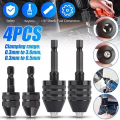 4Pcs 1/4-inch hex shank Versatile Conversion Drill chuck for 0.3-6.5 mm/3.6 mm