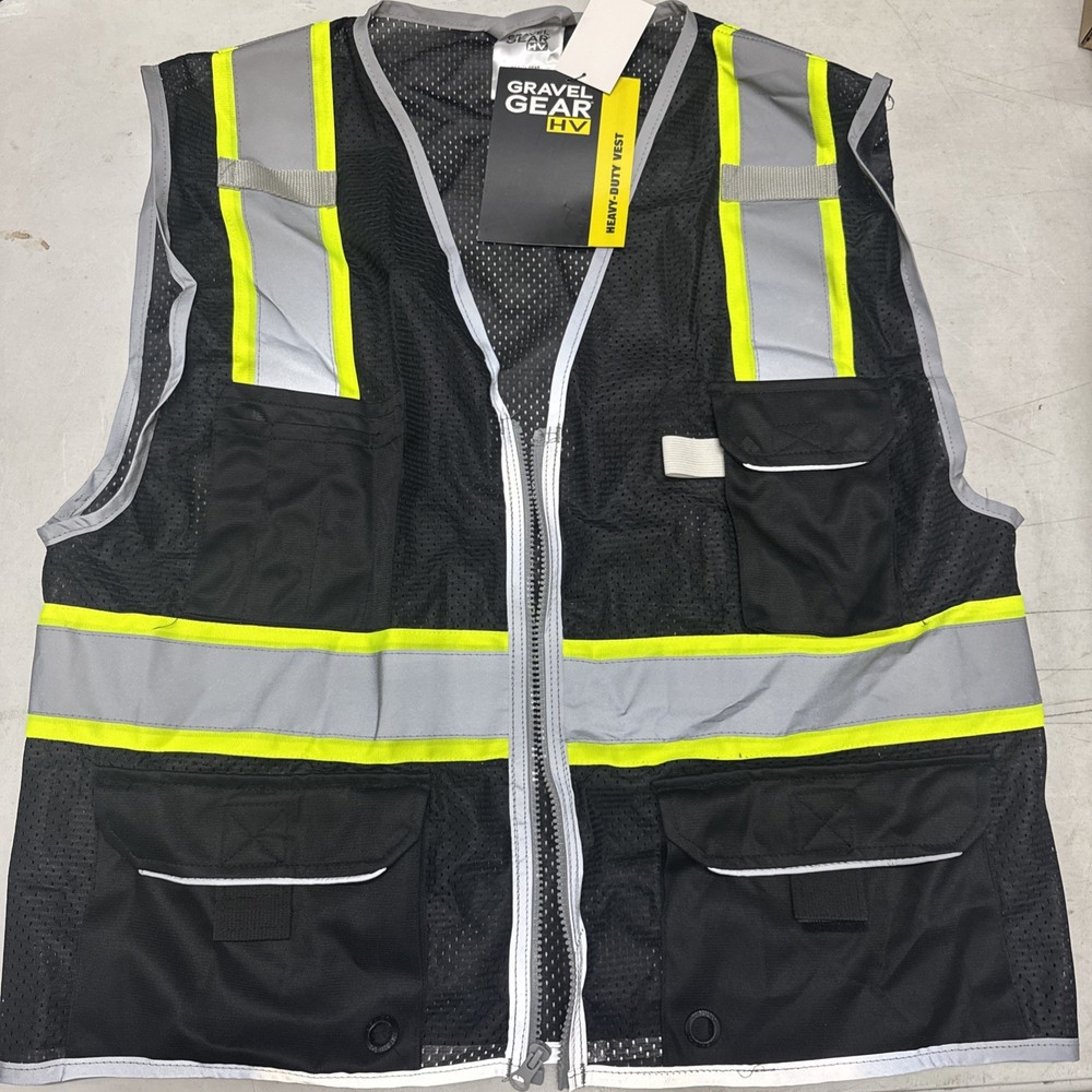 Kishigo Safety Vest,Zipper,Black,L Gravel Gear HV