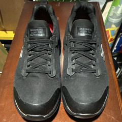 SKECHERS Arch Fit Black Alloy Toe Slip Resistant Low Top Work Shoes US 7.5