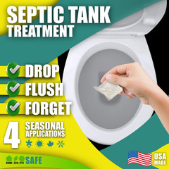 Green Pig Septic Tank Treatment Packets – 1-Year Supply- 4 Packets, One Color