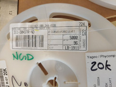 lot of 5 surface mount 0603 resistor reels, various values